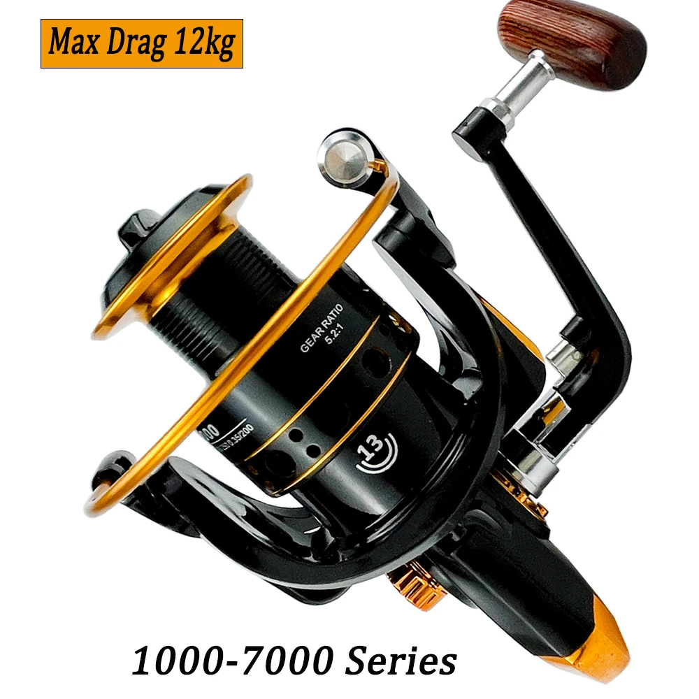 Spinning Fishing Reel 1000-7000 Series Metal Coil Reel Carretilhas De Pesca Reel for Boat Rock Sea Fishing Tackle Max Power 12kg