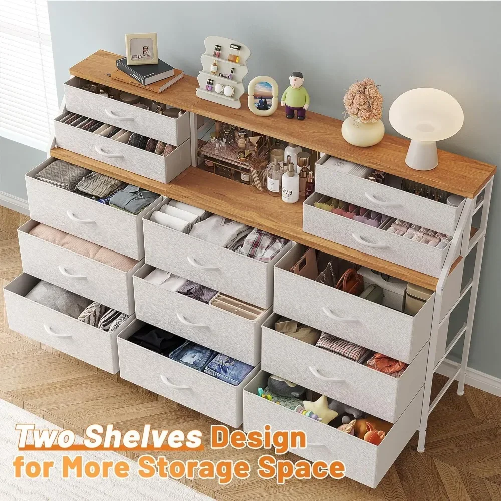 55”W White Dresser, Dresser for Bedroom, Dresser with 13 Large Drawer, Dressers & Chests of Drawers, White Dresser for Bedroom image 4