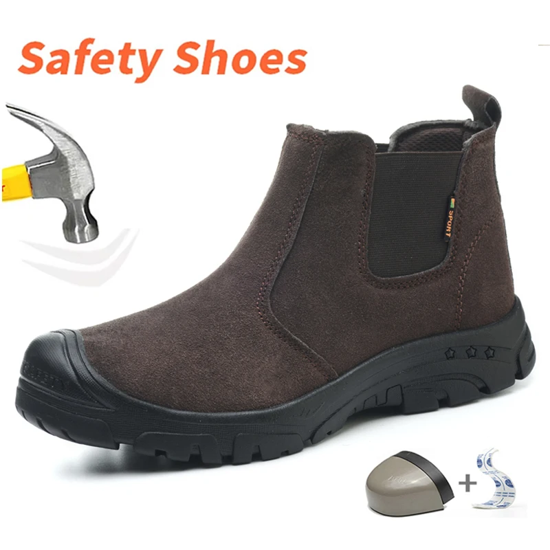 

Men's Safety Boots Welder Work Shoes Anti-Smash Indestructible Steel Toe Security Footwear Durable Protection for Heavy Duty Use