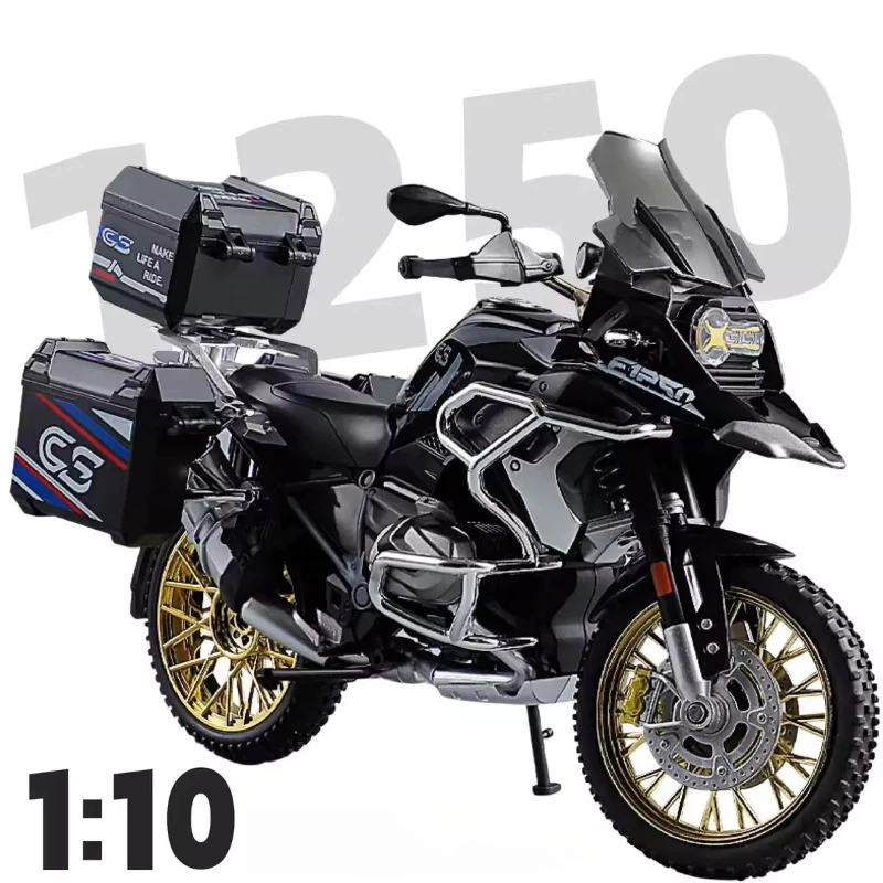 1:10 R1250 GS ADV Motorrad Legierung Druckguss-Modell Spielzeugsammlung mit Sound und Licht Offroad-Motorrad Spielzeugauto Geschenk