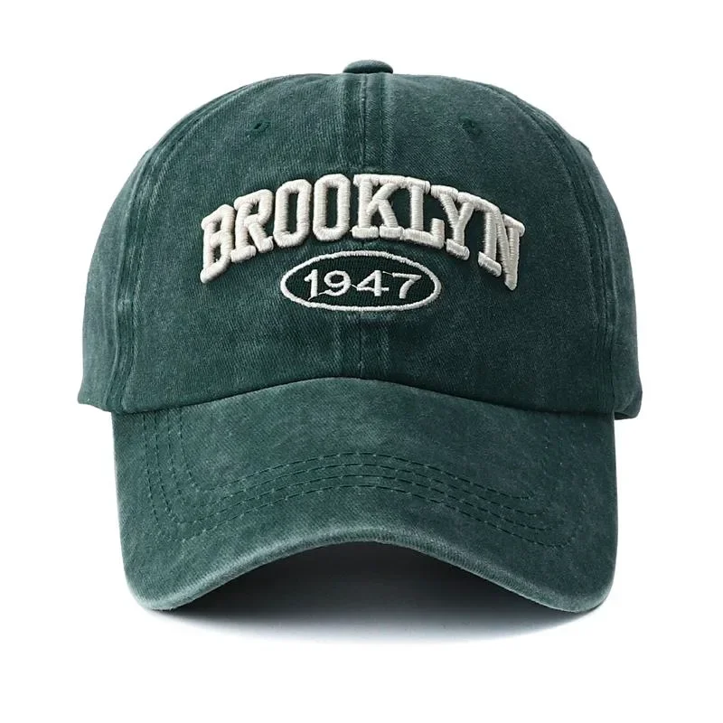 2024 High Quality Brooklyn Embroidery Snapback Hat for Men Vintage Black Green Washed Baseball Caps for Women Gorras Hombre