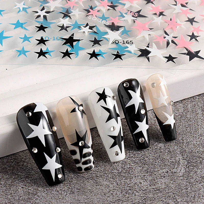 3D Y2K Star Nail Art Sticker Self-Adhesive Pentagram Stars Nail Design For Women Girls Manicure Decoration DIY Salon