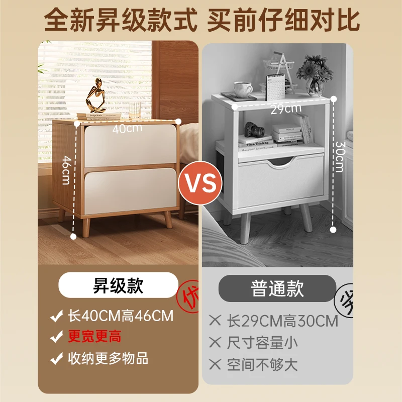 Bedside Table Small Simple Modern Side Cabinet Household Bedroom Simple Solid Wood Storage Cabinet Rental Room Shelf