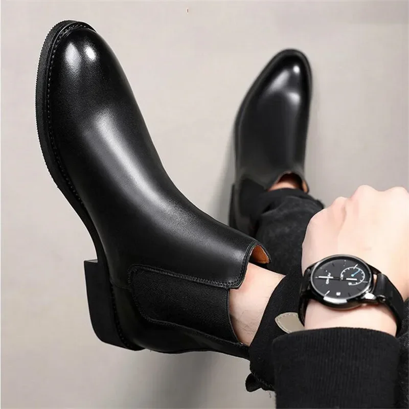 women\'s Classic Retro Genuine Leather Chelsea Boots women Fashion Ankle Boot Mens Casual British Style Short Boot High-Top Shoes