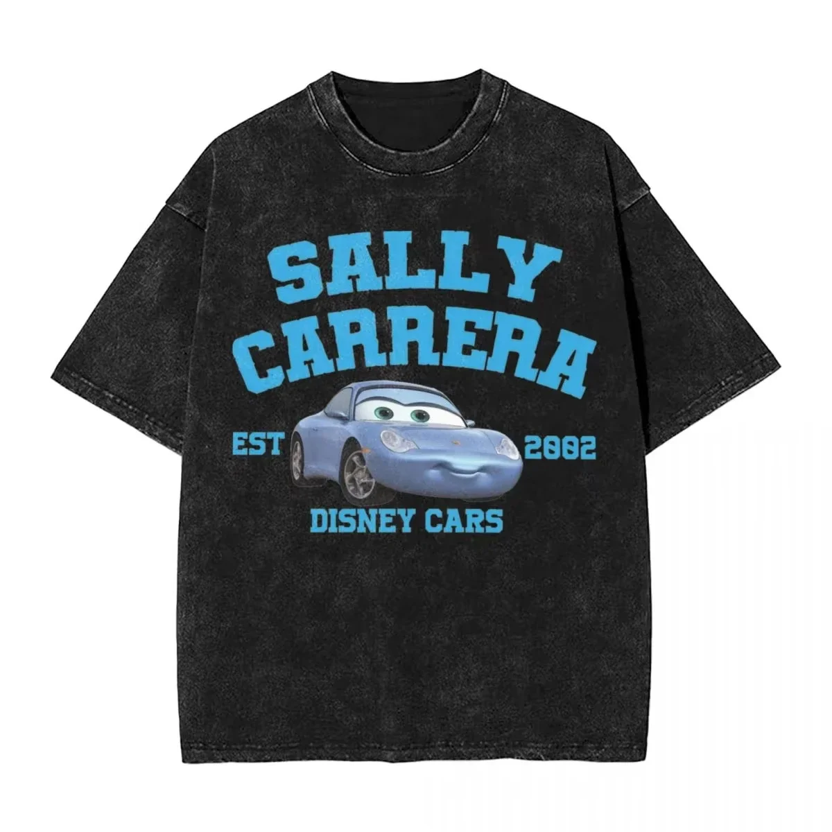 Cars Sally Carrera Est 2002 Washed T Shirts Streetwear Hip Hop Vintage T-Shirt Lightning Mcqueen Tees Men Women 100% Cotton