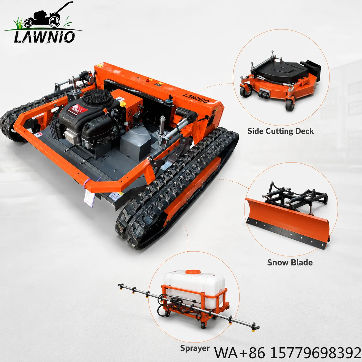 CE Certified 1200D Remote Control Rc Mower 500m Remote Grass Cutting Machine for Farm Orchard Slope Rc Mower