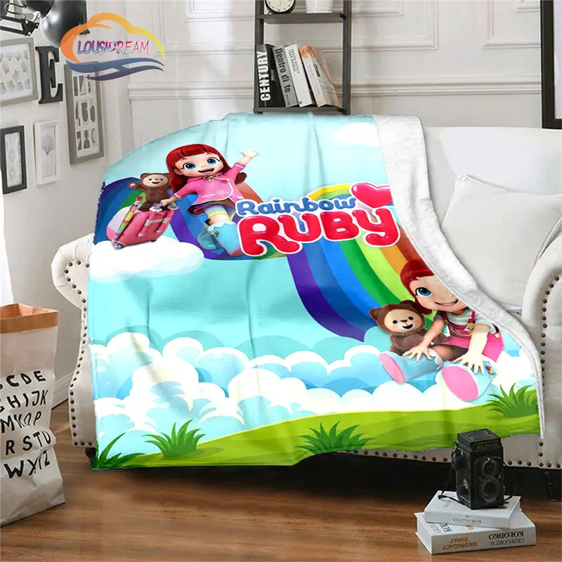 

3D cartoon series Rainbow Ruby Children's blanket Lulu and bear cute Intelligence adventure Animation Flannel