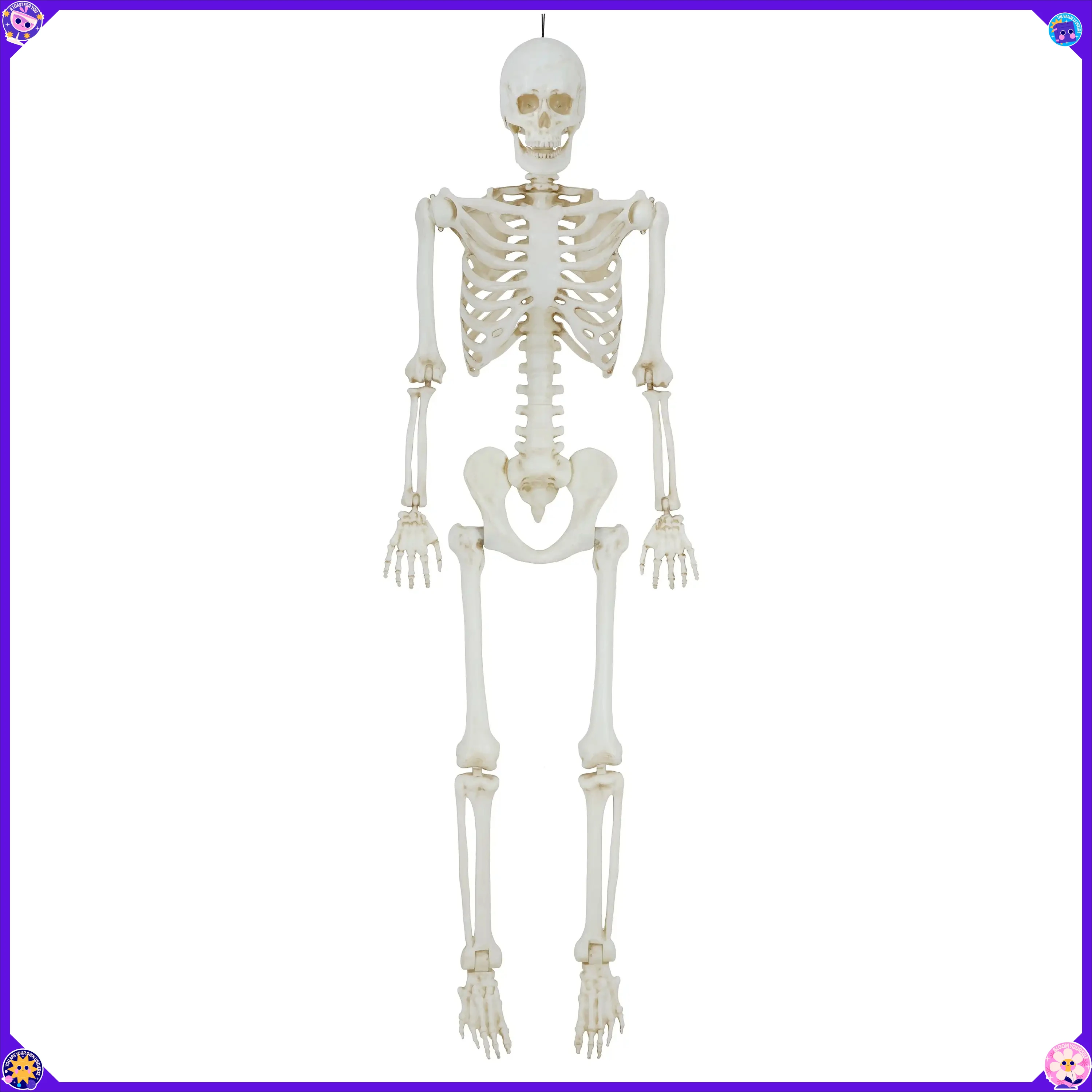 

Светящийся подвижный скелет длиной 5 футов — наружное украшение на Хэллоуин для страшного двора, сада и дома с привидениями от празднования