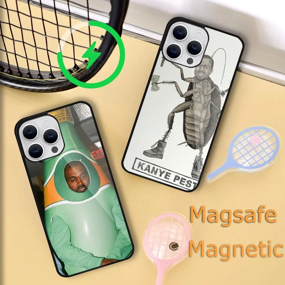 

Funny Hot Rapper Kanye West Phone Case For iPhone 15 14 13 12 11 Plus Pro Max Magsafe Magnetic Wireless Charging