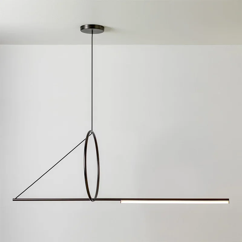 geometric Nordic post-modern minimalist restaurant bar chandelier creative personality dining room long minimalist chandelier