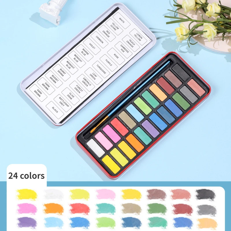 

12/18/24Pcs Solid Watercolor Pigment Art Painting Tools for Children and Students Sketching Concentrated Powder Pigment Set