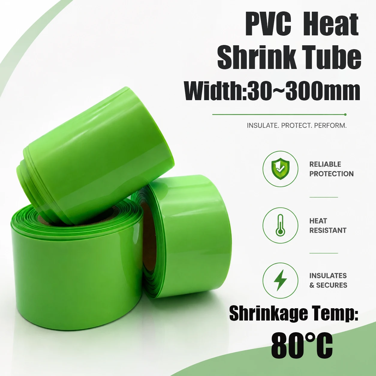 18650 Battery Pack Green PVC Cable Sleeve Width 30mm-300mm Battery Pack Packaging Wire Harness Insulation Film
