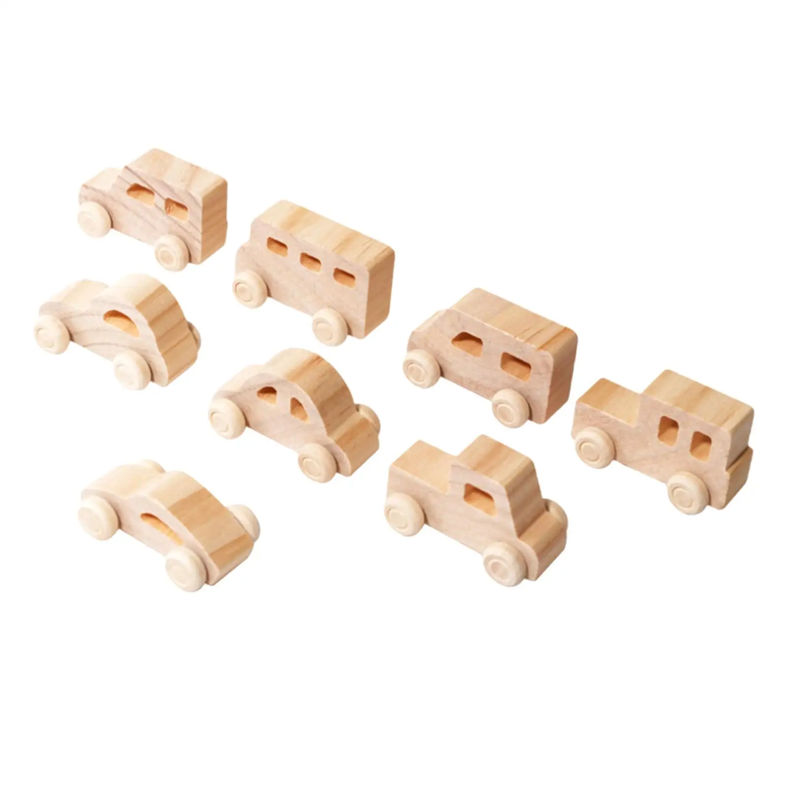 8 قطع ألعاب تركيب سيارات خشبية صغيرة، مكعبات بناء خشبية، أنشطة تعليمية، تلوين يدوي للأطفال، هدية عيد ميلاد