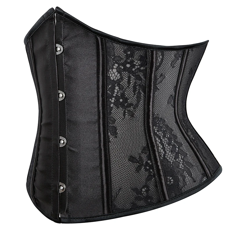 Underbust Corset Breathable Waist Trainer Cincher Gothic Hollow Out Floral Bustier Corselet