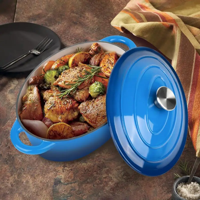 

Oval Dutch Oven 11.4 In Diameter, 3.5L Capacity, Ideal for Daily Stewing and Cooking