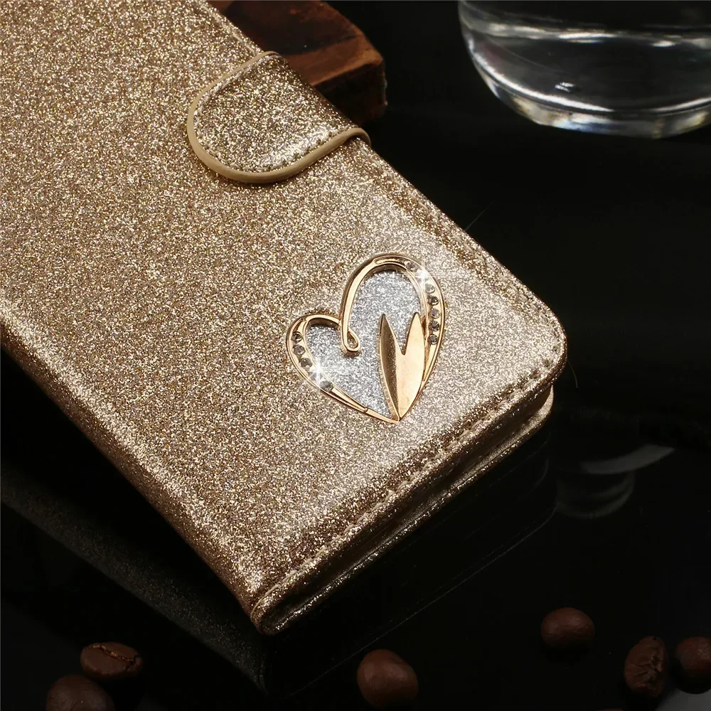 Case For Samsung Galaxy S24 S23 S22 S21 Ultra S20 FE S10 S10E S9 Note 10 Plus 5G Glitter Bling Leather Flip Cover Case