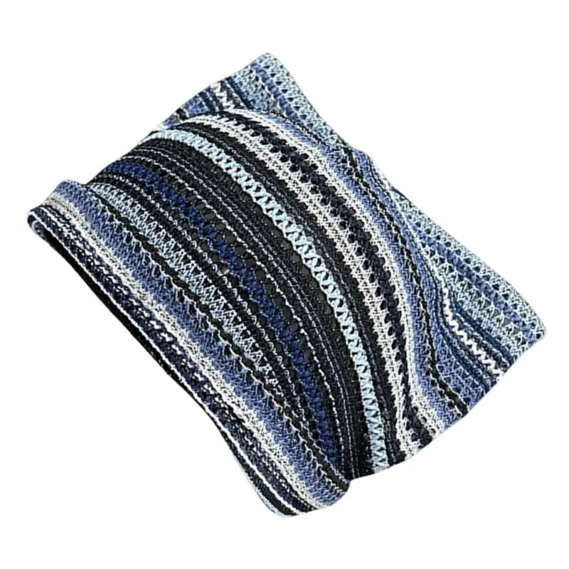 

39BD Comfortable Cats Ear Hat Striped Pattern Hat Knitted Hat Fishing Climbing Travel Hat for Woman Photography Breathable