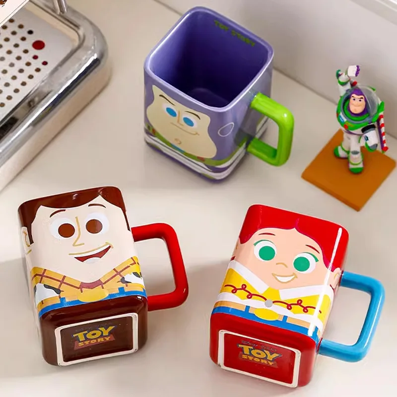 Disney Toy Story Woody Jessie Buzz Lightyear Action Figure Toys Ceramic Mug Funny Creative Couple Cup Birthday Gifts For Kids