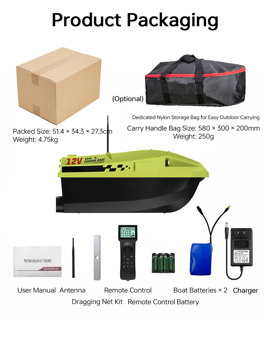 LOKEEVAN D50E Aasboot 15600 MAH*2 GPS + Beidou Dual Positioning System Waterdiepte- en temperatuurvisboot met sonarsonde - afbeelding 1