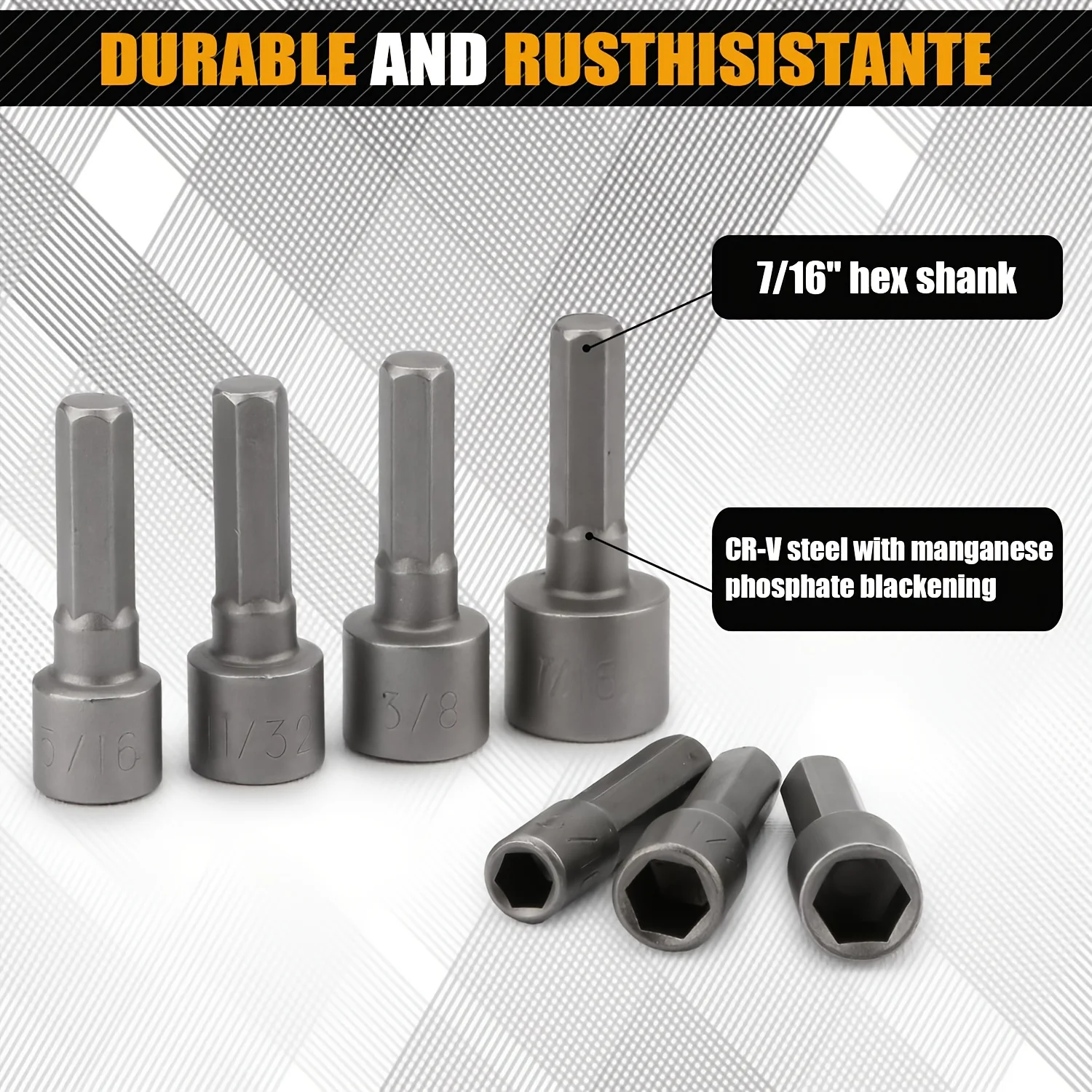 14Pcs Power Nuts Driver Drill Bit Tools Set, 1/4 inch Driver Hex Metric & SAE Socket Wrench Screw for Power Tools