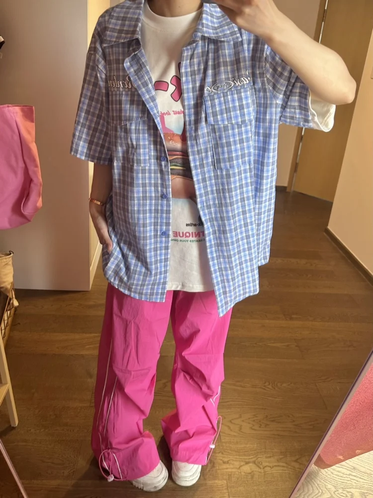 Hip Hop Y2K Pink Track Pants donna oversize Streetwear pantaloni sportivi a gamba larga Harajuku Quick Dry pantaloni sportivi vestiti