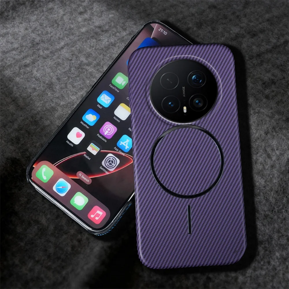 New Luxury Carbon Fiber Kevlar Texture PC For Magsafe Magnetic Phone Case For Honor 500 400 Magic 8 7 Pro Half Frame Matte Cover