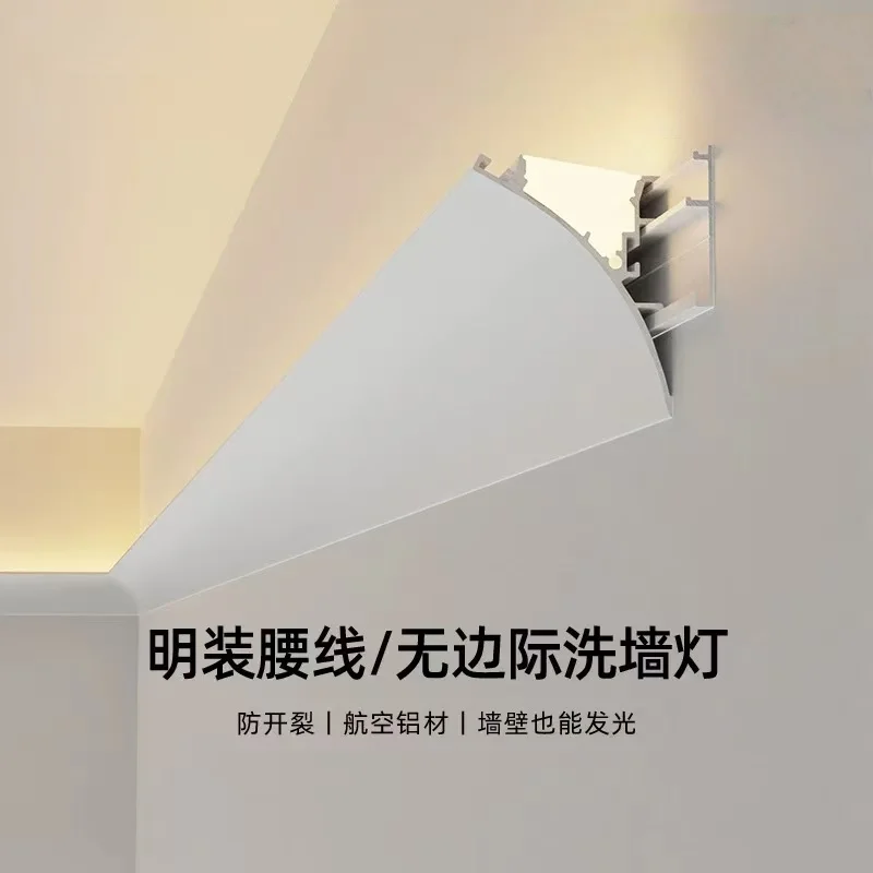 1M Taille Muur Wasmachine Onzichtbaar Plafond Led Aluminium Profiel Frameloze Gips Kanaal Top Hoek Lijn Home Decor Strip Licht
