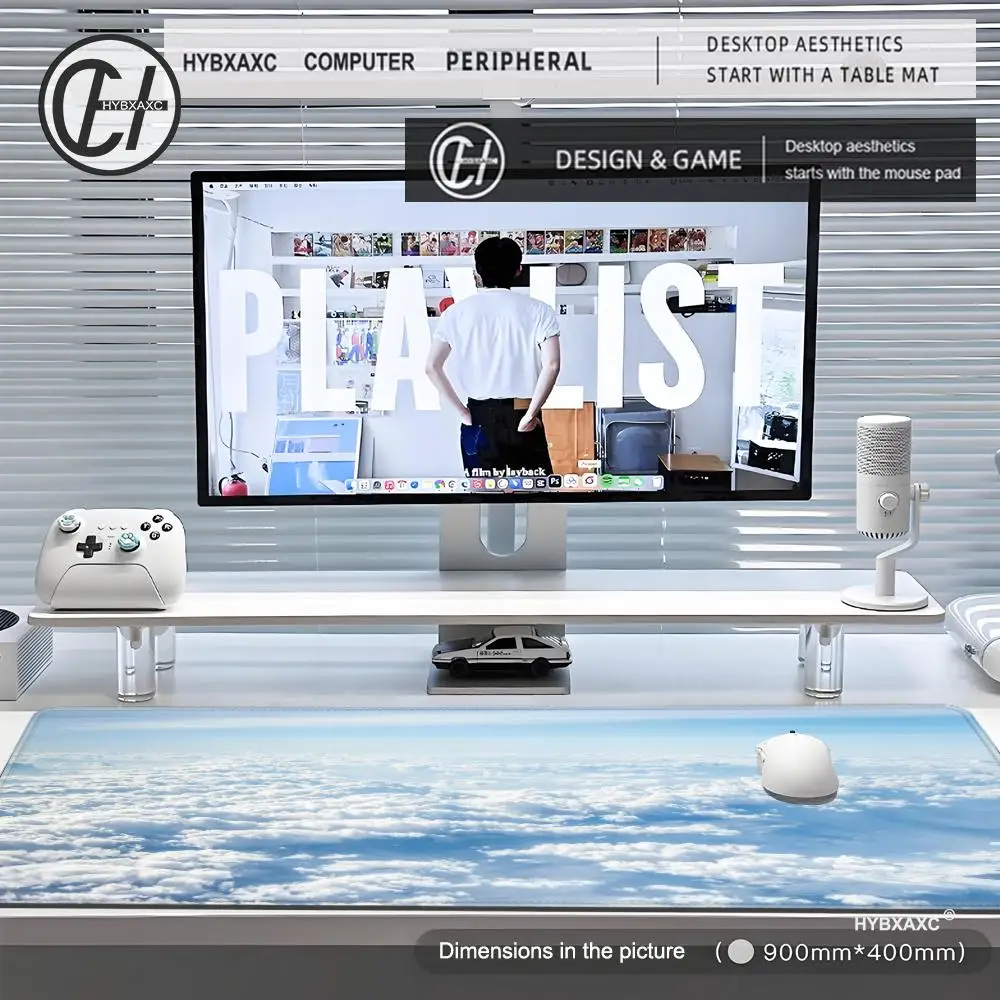 White Cloud Large Game Mouse Pad Computer HD Desk Mat Keyboard Pad Natural Rubber Non-Slip Office Mousepad Gift for Friends