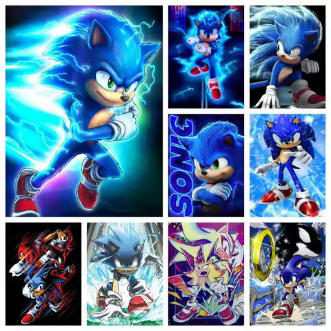 5D DIY Cartoon Cool S-Sonic-ES Hedgehog Diamond Painting Living Room Office Decoration Bedroom Home Wall Art Gift