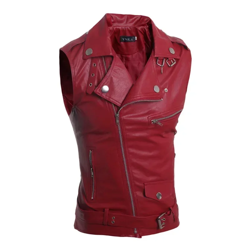 

TPJB New Casual PU Men Vest Waistcoat Winter Jacket Turn-Down Vests Thicken Warm Coat Motorcycle Leather Vest for Men M-3XL