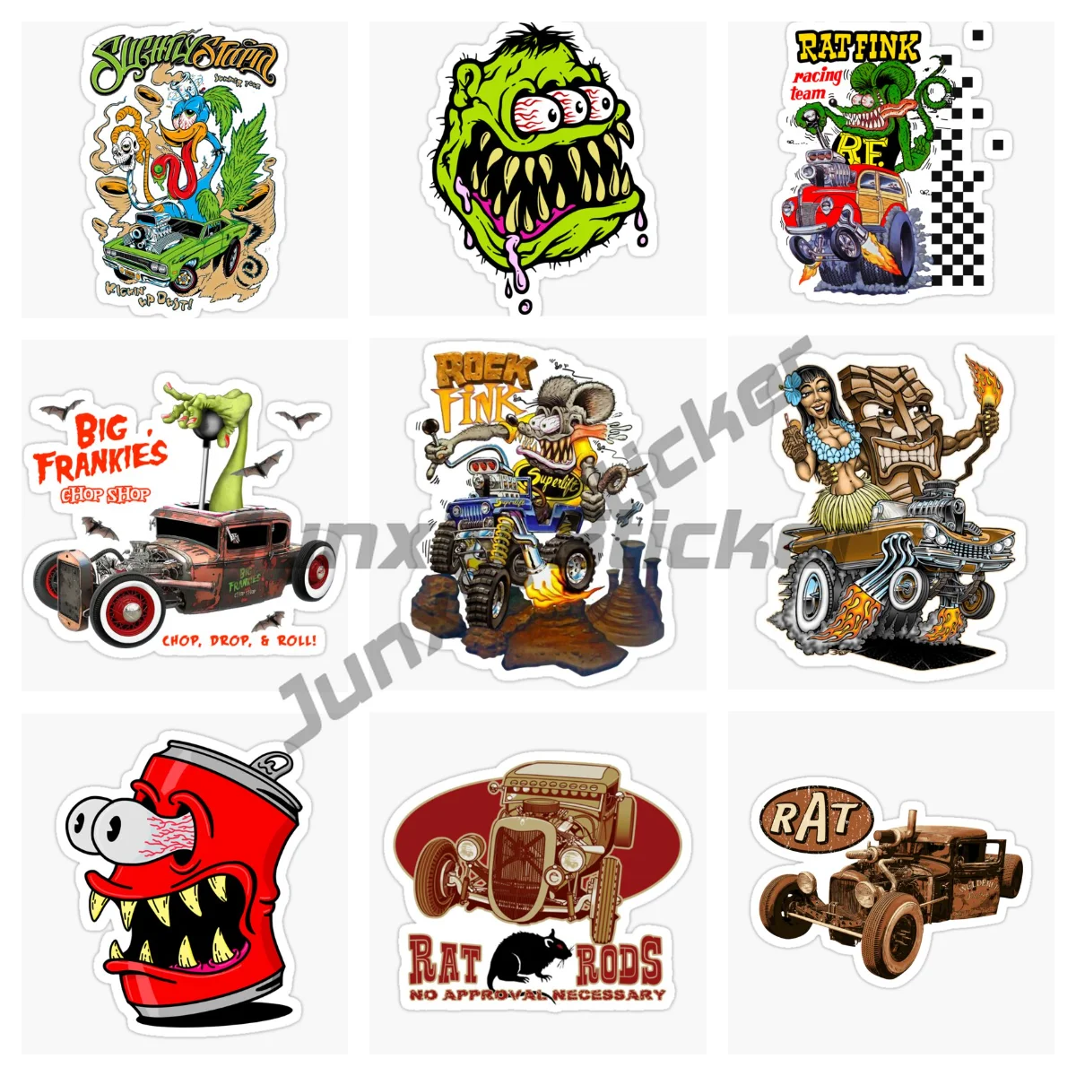 

Rat Fink Cartoon Mouse Funny Anime Phone Laptop Car Stickers for Luggage Guitar Helmet Skateboard Bike Motorcycle Sticker