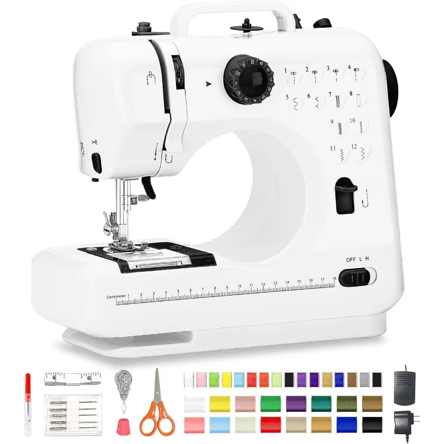

Sewing Machine for Beginners with 12 Built-in Stitches Mini Sewing Machine with Foot Pedal High-Low Speeds Portable and Sewing