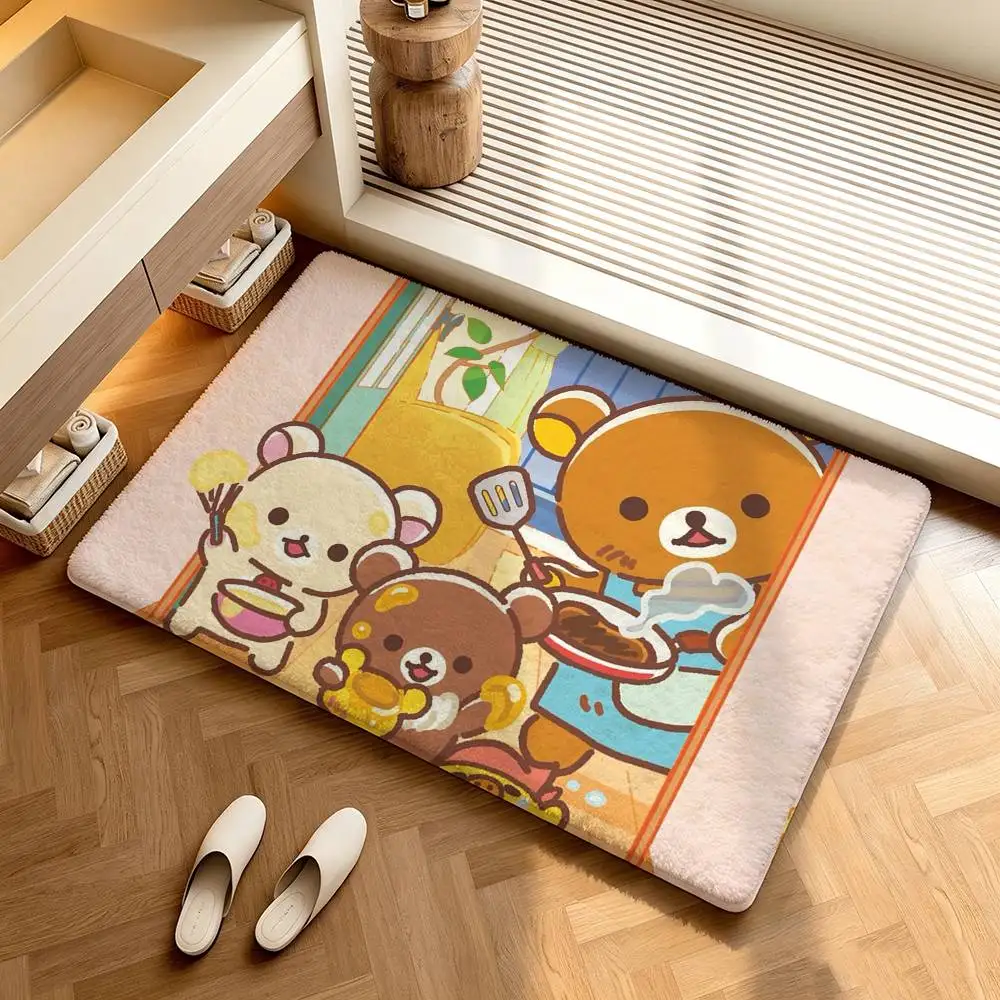 R-RilakkumaS Cute  Shower Room Absorbent Small Floor Mat Soft Comfortable Decorative Foot Mat