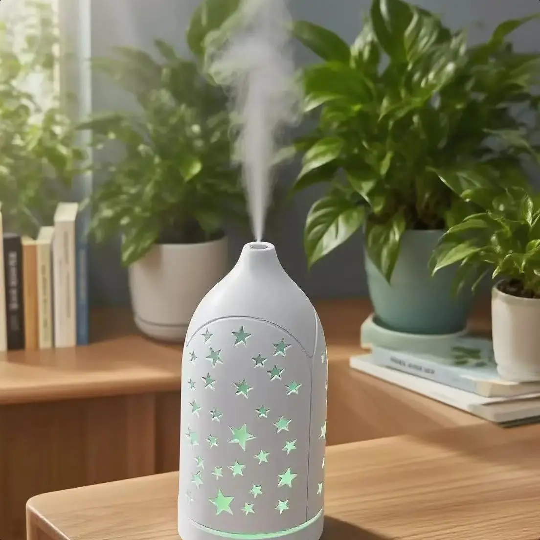 3 aceites esenciales incluidos: difusor ultrasónico con apagado automático, funcionamiento silencioso y 7 LED que cambian de color: aumenta el ambiente para la vida