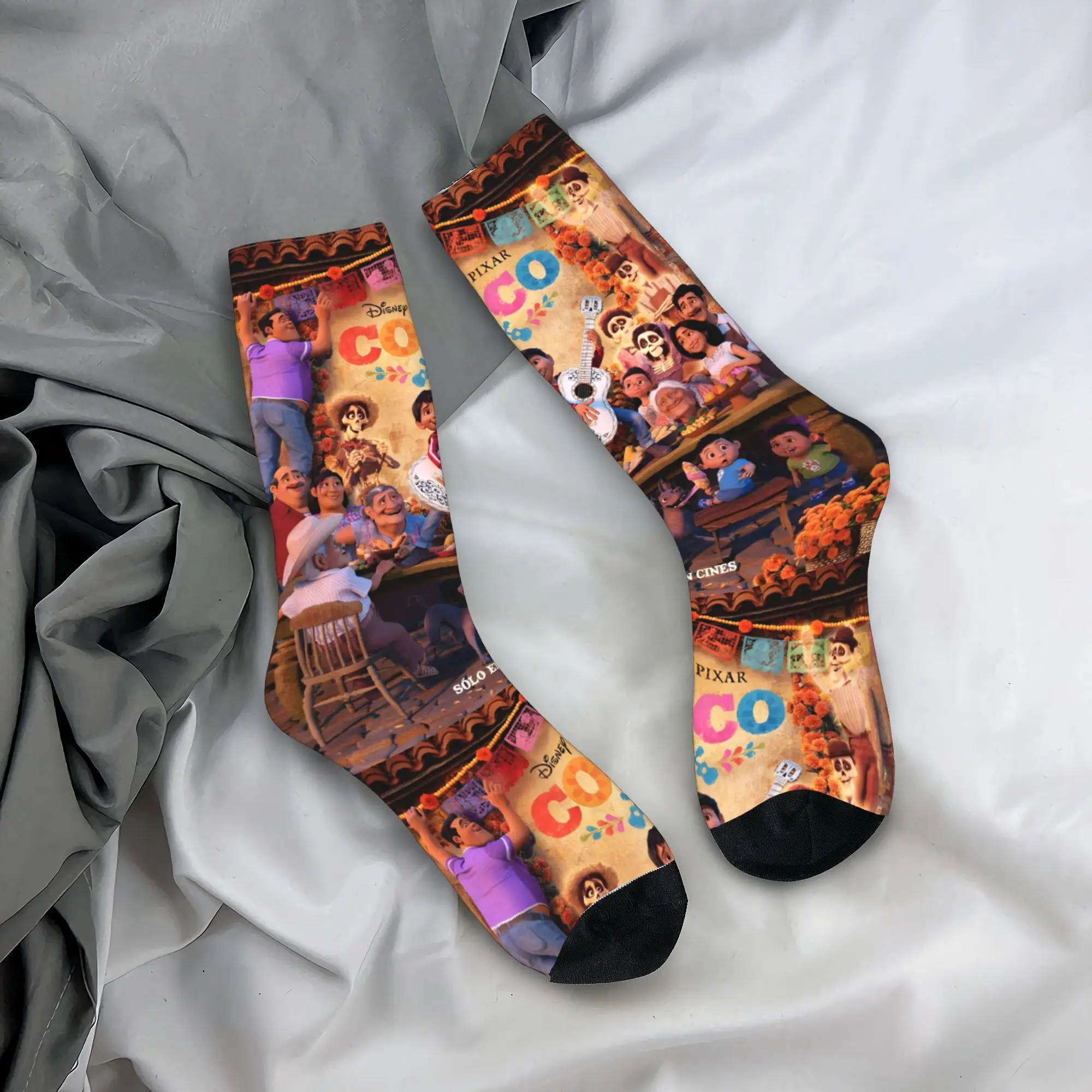 C-Coco Day of The Dead Cartoon Sock New Male Men Socks Hip Hop Polyester Guitar Thankgiving Sport Women's Socks Autumn Winter