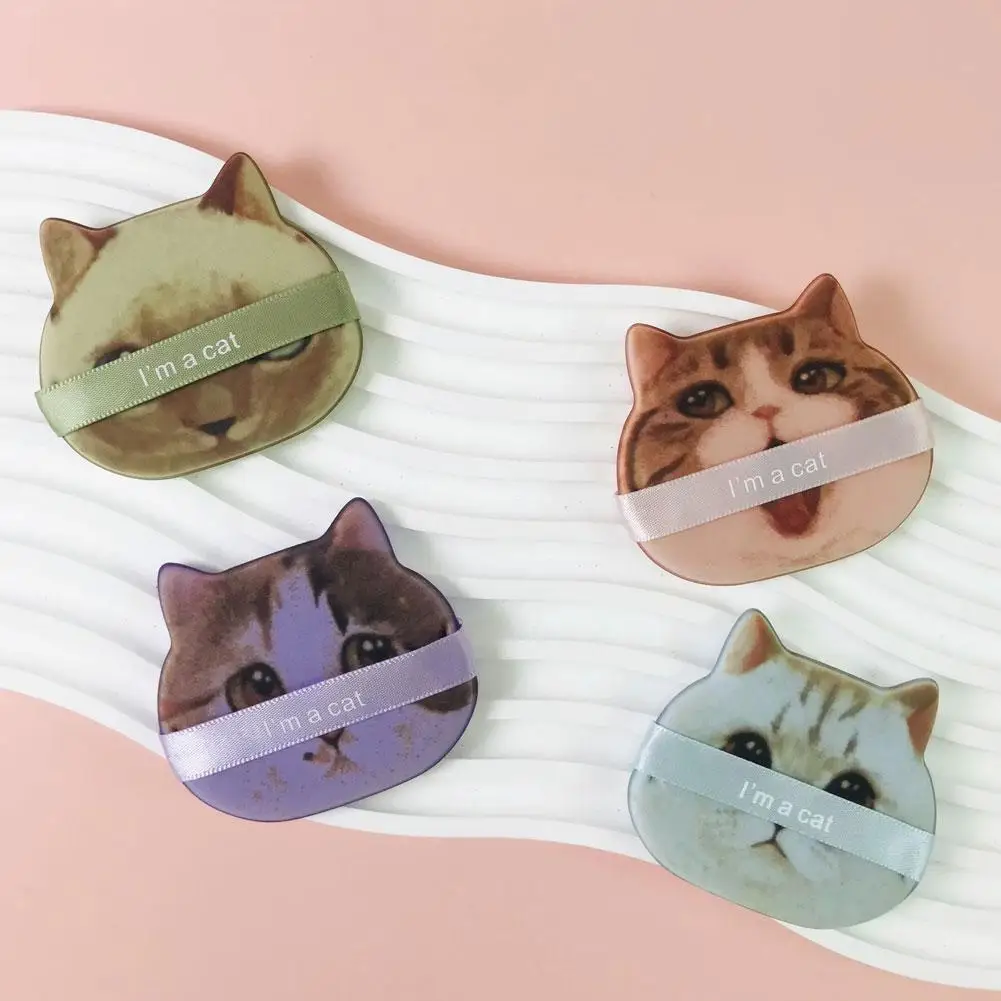 Leuke Kat Cosmetische Bladerdeeg Luchtkussen Poederdons Hydrofiele Niet-latex Gezichtsfoundation Beauty Tool Droge Natte Make-up
