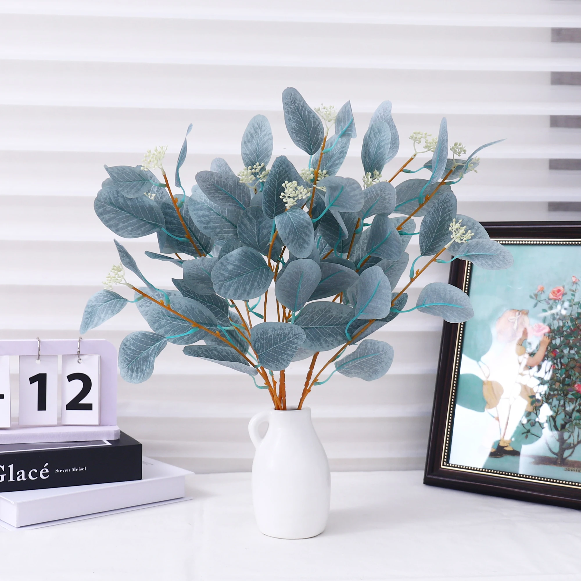 نباتات اصطناعية أوراق الأوكالبتوس أوراق التفاح نبات صناعي للمنزل غرفة المعيشة الديكور حديقة الزفاف في الهواء الطلق ترتيب الحفلات