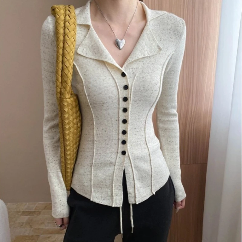 

Пуловеры, женские свитера с v-образным вырезом, джемперы с длинными рукавами Y2k, уличная одежда, элегантный вязаный облегающий крой, повседневная осень-зима 2025