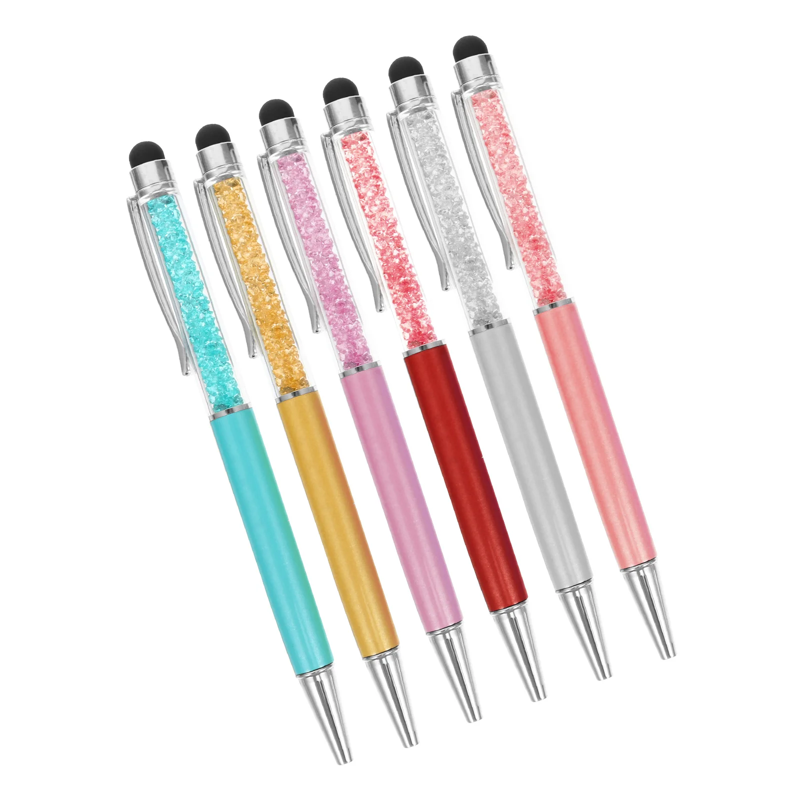 6 قطعة أقلام ستايلس بالسعة مقبض كريستال قلم كريستال للهاتف الكمبيوتر شاشة تعمل باللمس قلم الكتابة اليدوية