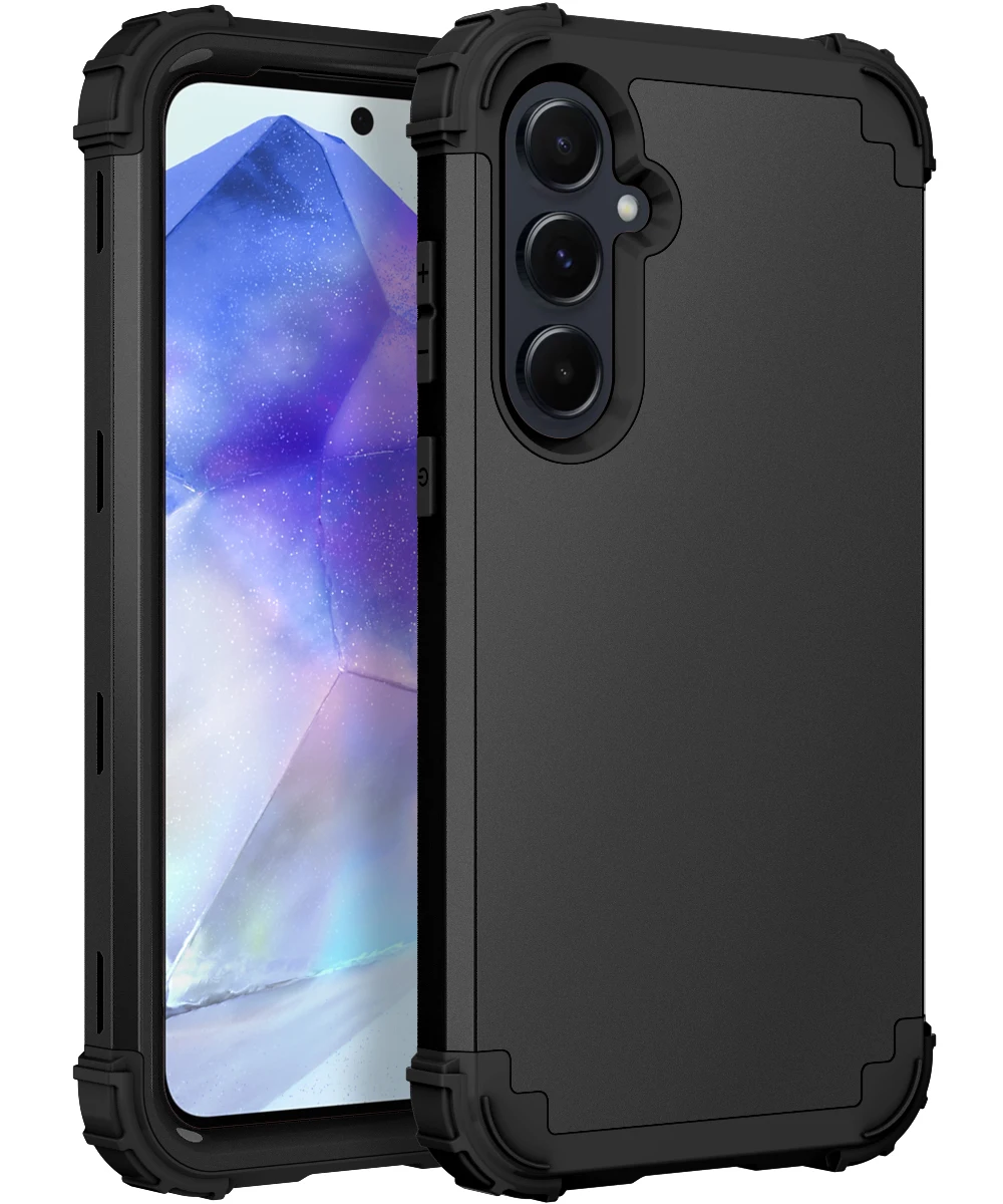 3 in 1 Heavy Rugged Armor Shockproof Case For Samsung Galaxy A13 A04S A14 A54 A15 A35 A55 5G Silicone Lining Plastic Phone Cover