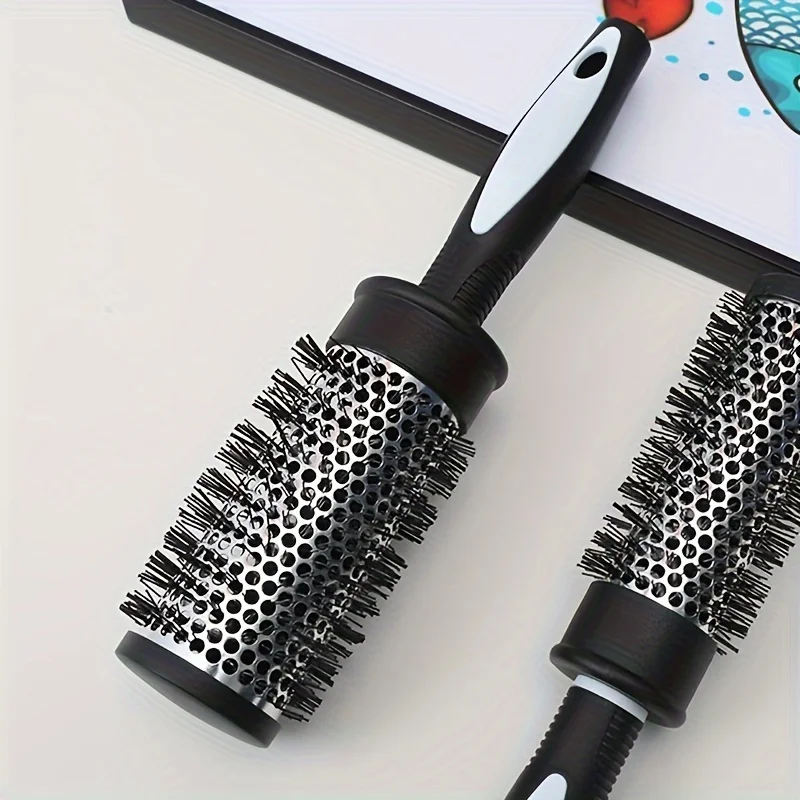 Round Hair Brush for Styling and Drying - ABS Handle Plastic Bristle Normal Hair Finishing Comb - Nylon Round Curling Roller Bru