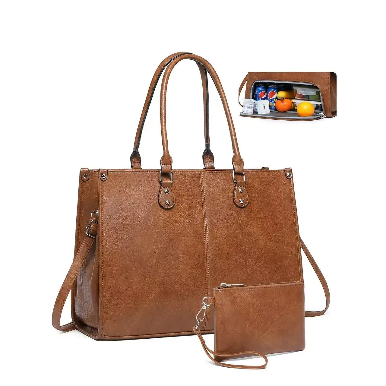 

Кожаная сумка для обеда, ноутбук, портативный ремешок, изолированная сумка для обеда, отделение для компьютера, портативная диагональная сумка через плечо