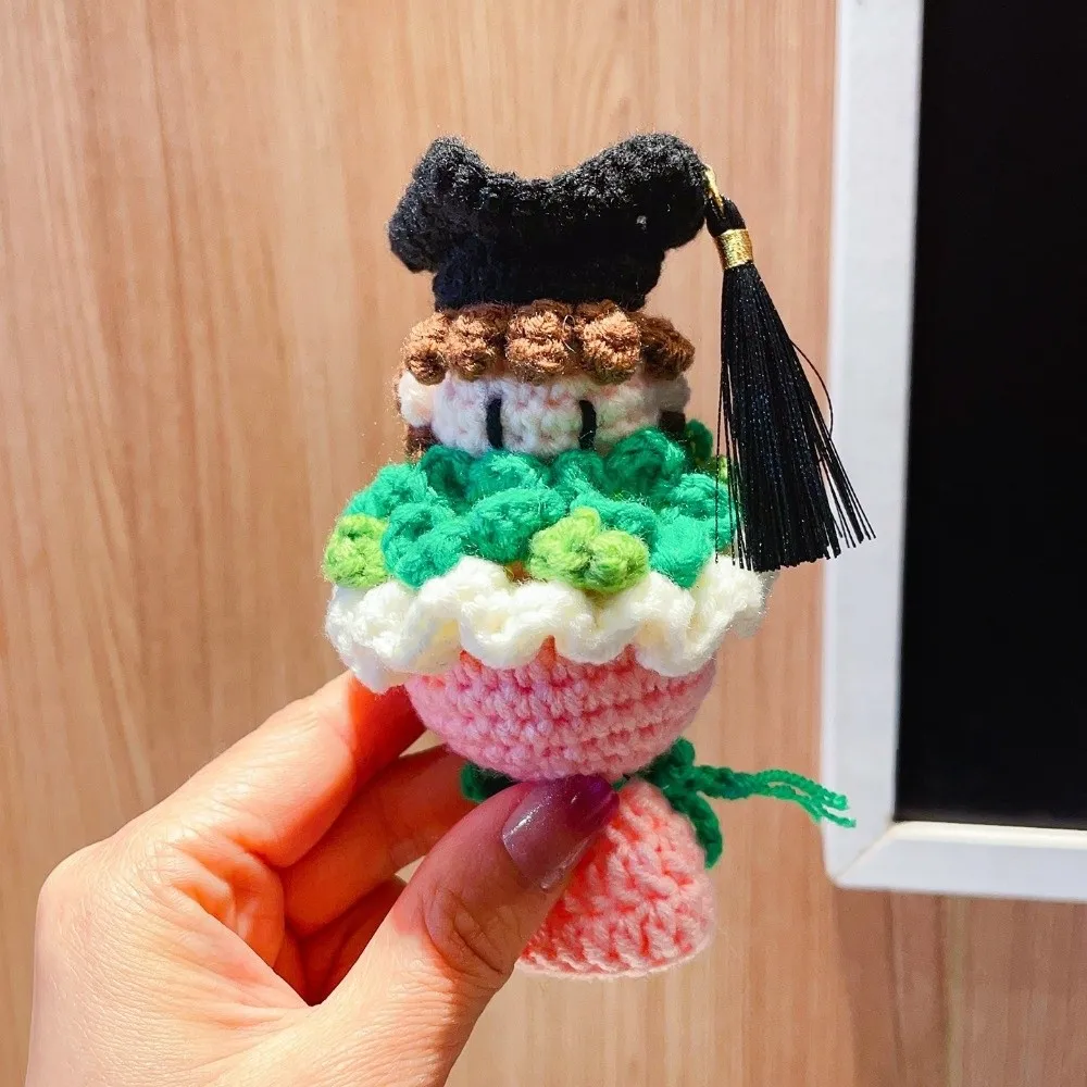 Funny Knitted Graduation Cute 13cm Handheld Flower Kawaii with Doctoral Cap Doctor Hat Bouquet Graduation Season
