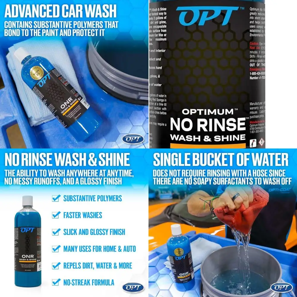 

Optimum No Rinse Wash and Shine Version 6 - ONR Rinseless Car Wash Soap for Auto Detailing, Use On Paint, Ceramic Coatings, Glas