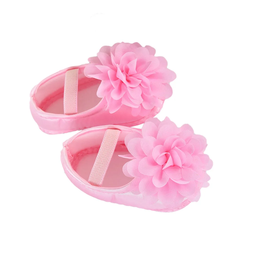 

1Pair Baby Girls Lace Shoes Crib Sole Non-Slip Floor Shoes Pink Size 13 Simple Elegant for Infant Toddler Sole