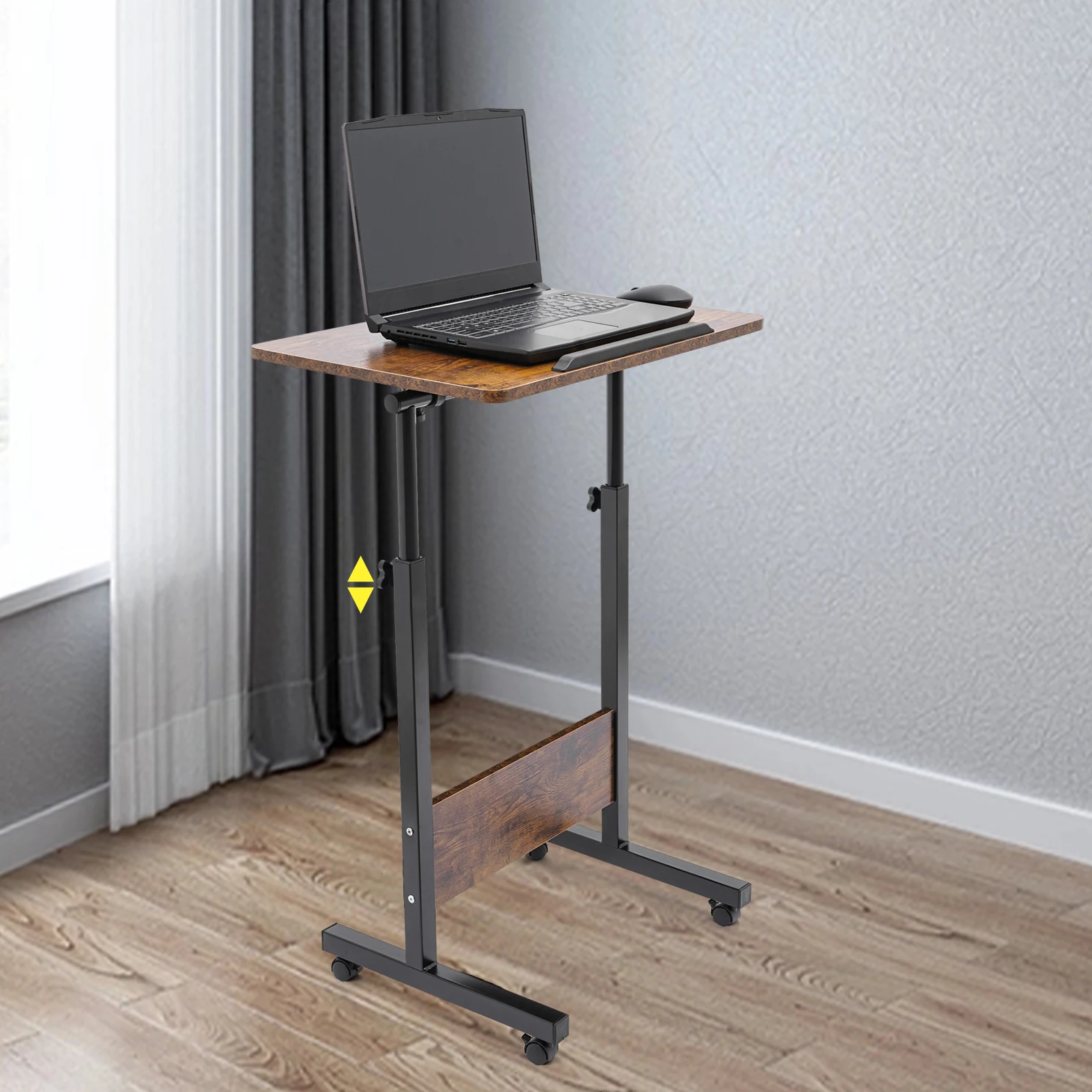 Adjustable Height Standing Desk, Portable Laptop Desk, Rolling Computer Stand with Adjustable Height for Office Living Room