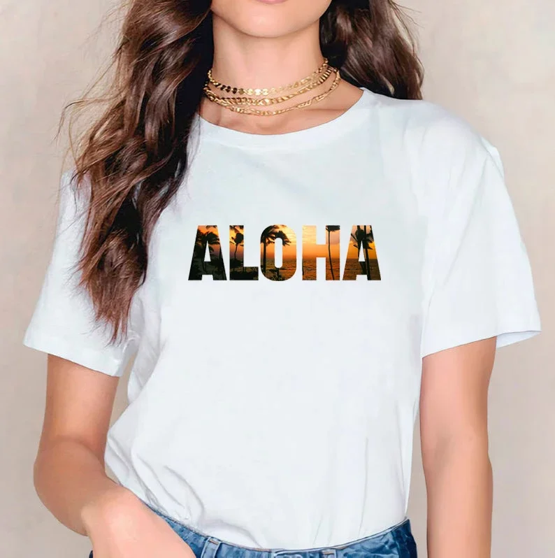 Aloha Tote Bag Cartoon Seaside Shopping Bags Palm Trees Tote Bags Swimming Women Reusable Bag Letter