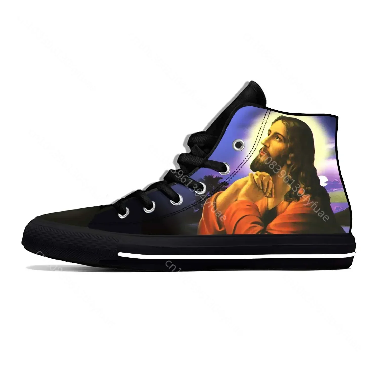 Jesus Christ Christian Cross God Faith Religion Casual Cloth Shoes High Top Comfortable Breathable 3D Print Men Women Sneakers - view 2