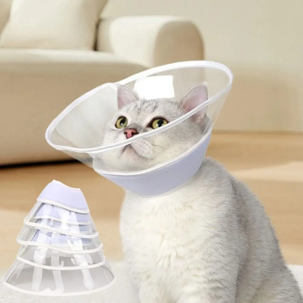 

Clear Cat Recovery Cone Collar Comfortable Soft Pet Protective Collar Anti-licking Adjustable Cat Elizabethan Ring for Neck