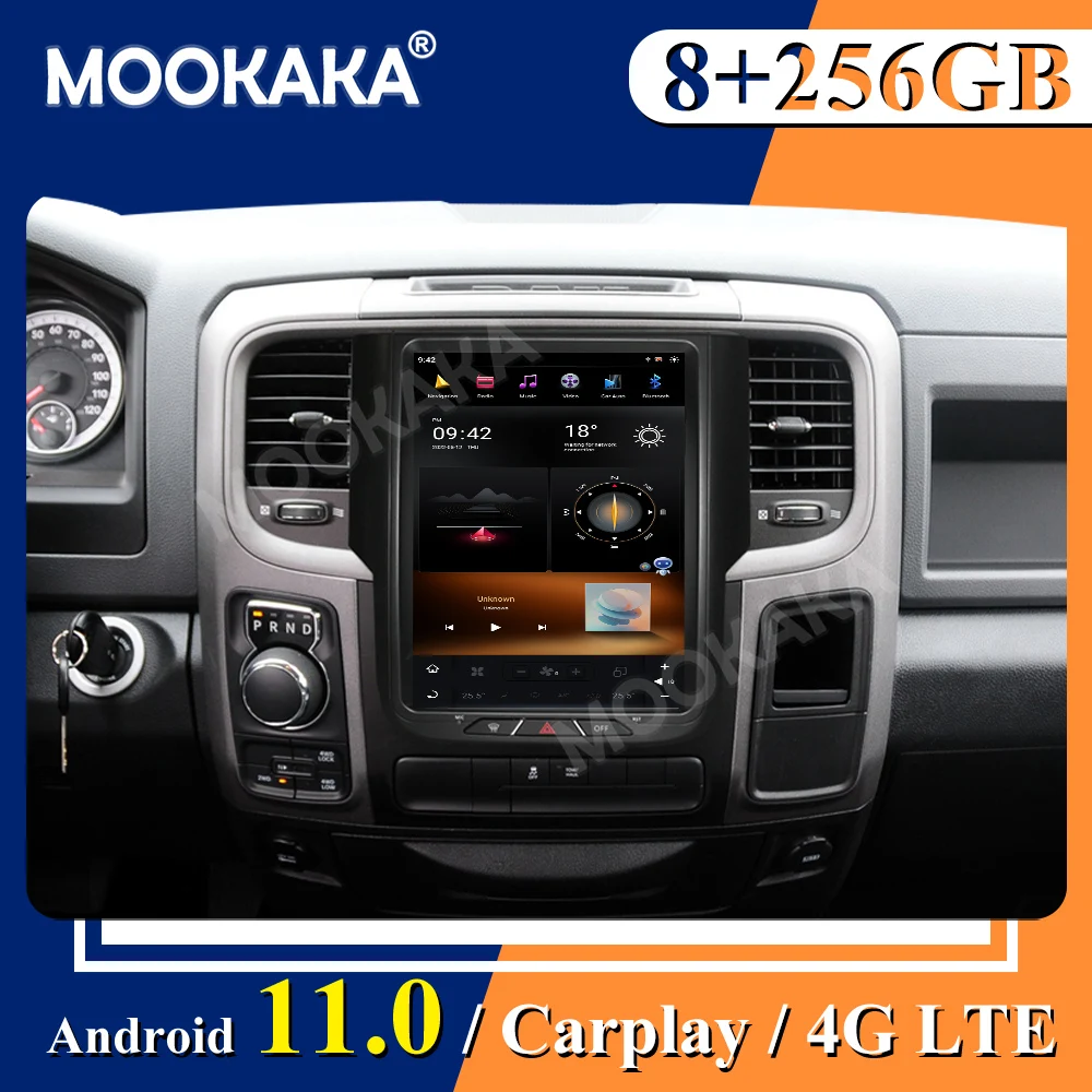 

256G для Dodge Ram 1500 2014-2020 Android Автомобильный мультимедийный плеер Tesla Style Радио GPS-навигация Стерео Qualcomm Процессор Головное устройство